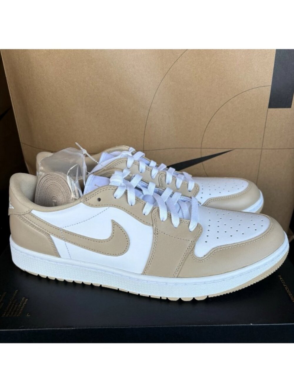 NEW Nike Air Jordan 1 Low Golf White Linen Tan DD9315-117 Men's Size 11.5